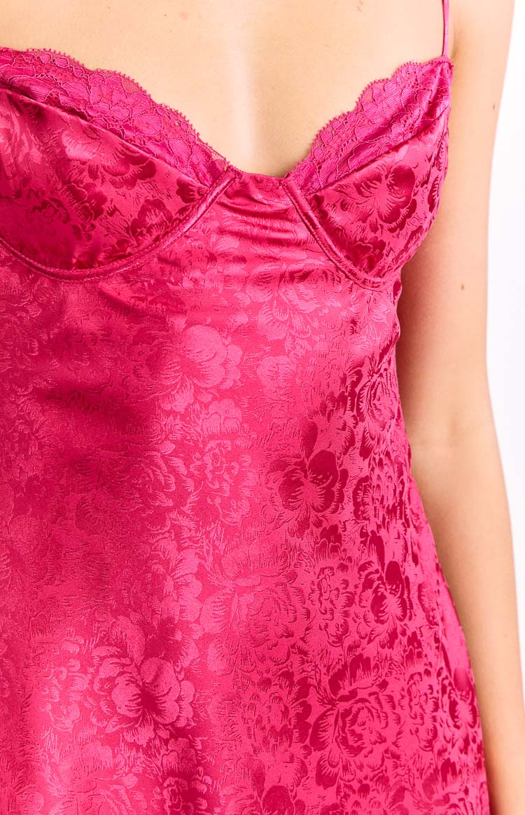 Noeline Pink Satin Mini Dress