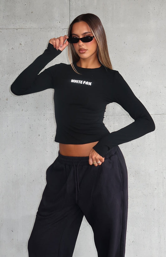 Love Addiction Long Sleeve Baby Tee Black